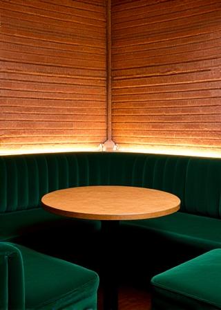 Private dining room with velvet chairs